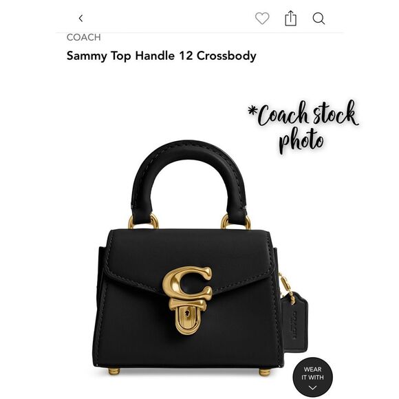 🖤 NWT Coach Luxe Refined Calf Leather Sammy 12 Top Handle Crossbody in Black - Picture 4 of 17